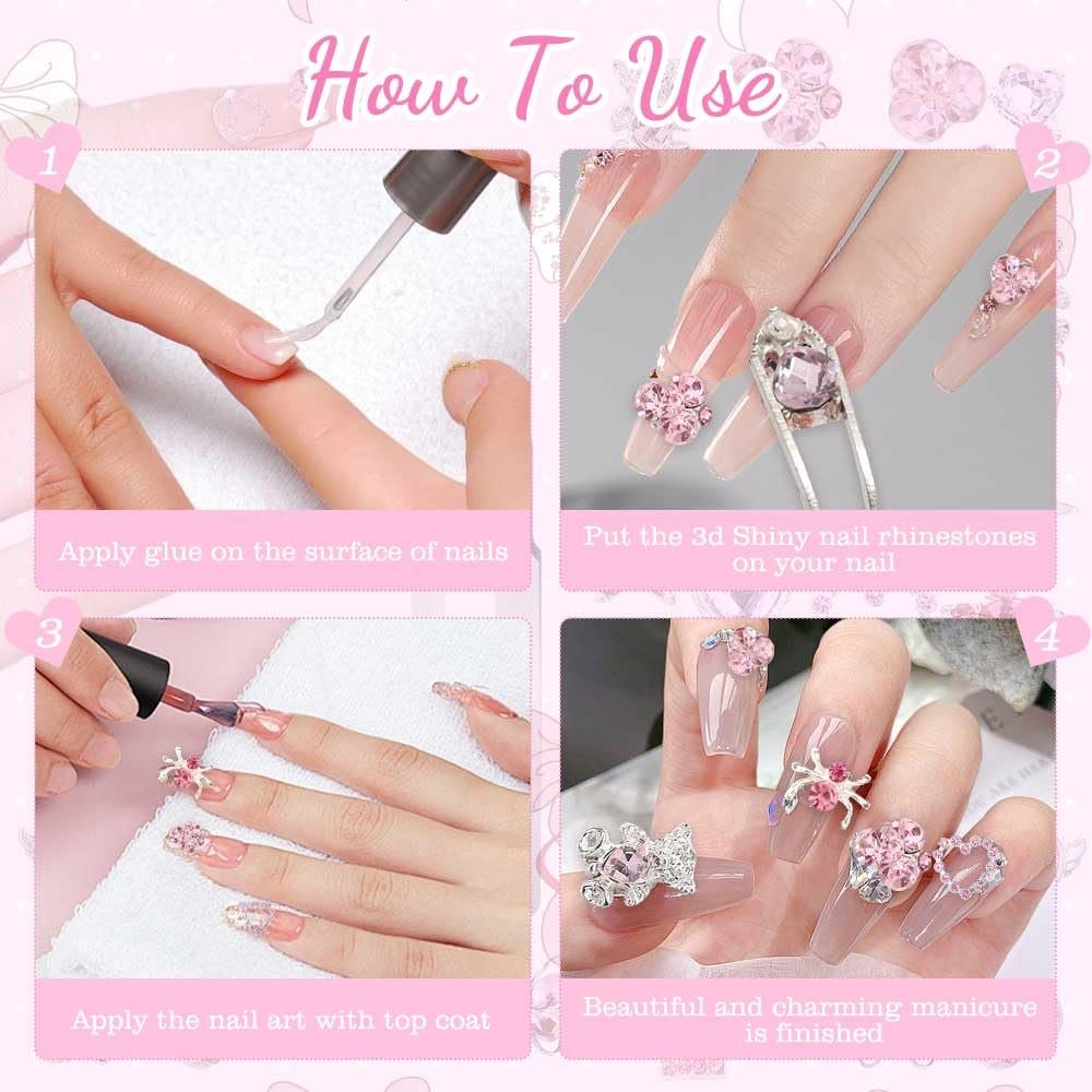 Y2K, набір 32 шт. 3D декор для гелевого манікюру з сердечками з стразами, бантиками, метеликами, ведмедиками, фото №4 Y2K, набір 32 шт. 3D декор для гелевого манікюру з сердечками з стразами, бантиками, метеликами, ведмедиками, фото №4