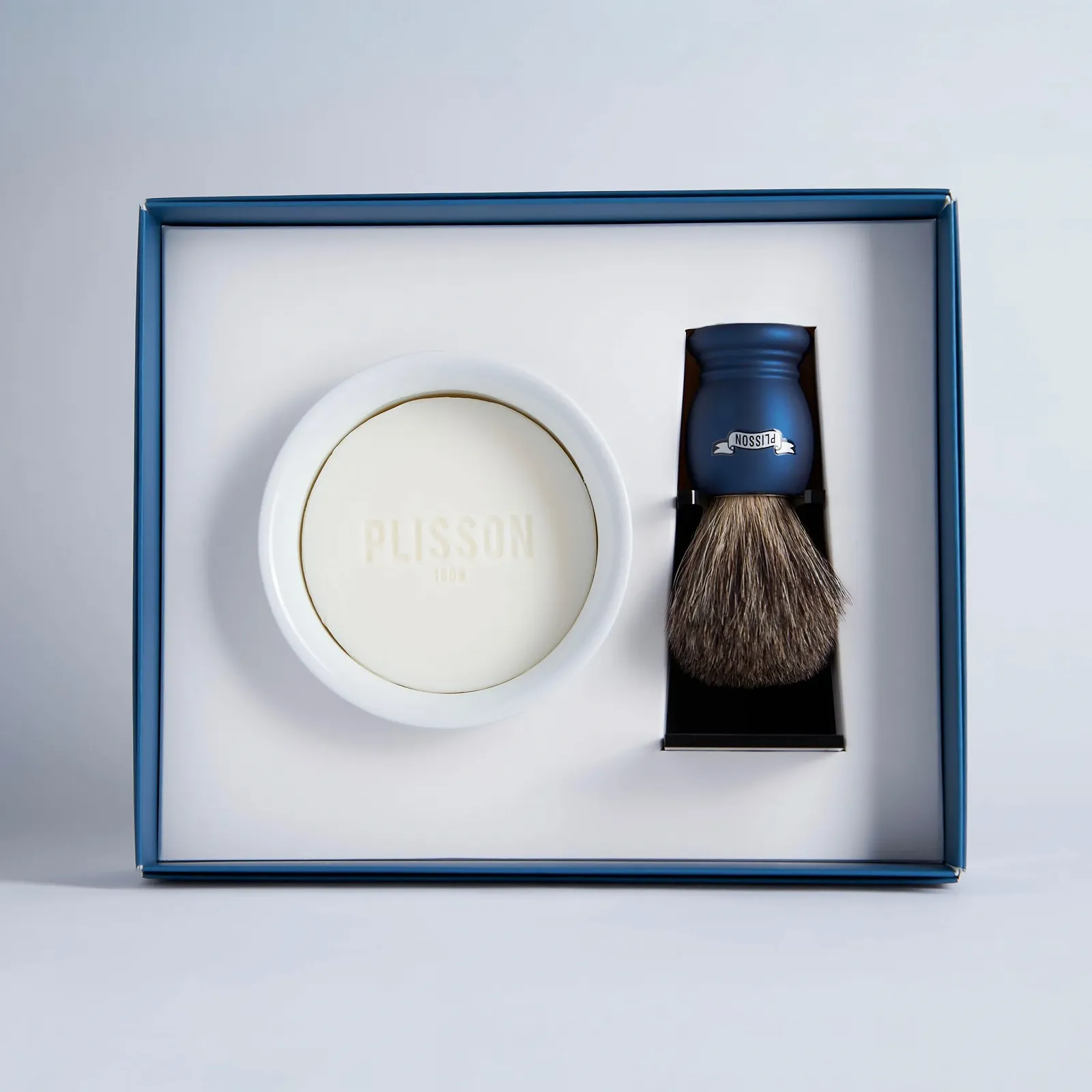 Набор для бритья Plisson Starter Kit Real Badger Grey Size 12 Midnight Blue, фото №2