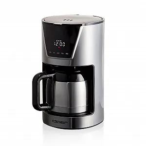 Фильтровая кофеварка Cloer 5258 на 10 чашек, 3 уровня аромата, LCD-сенсорный дисплей, Таймер, Капля-стоп и Автоотключение, Изолированный кувшин, Нержавеющая сталь, 800 Вт, Черная synthetic.ua - Фото 1
