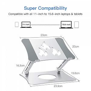 Подставка для ноутбука, эргономичная регулируемая подставка для ноутбука 2-в-1, подставка для компьютера и планшета, совместимая с ноутбуками и планшетами 10-15,6 дюймов (алюминий, серебро) synthetic.ua - Фото 1