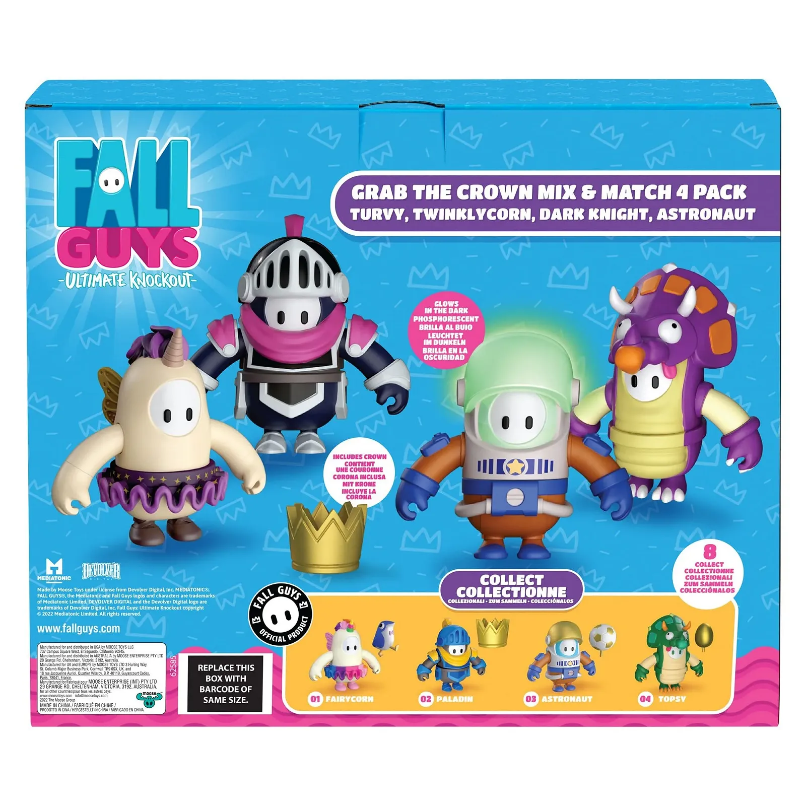 Набор фигурок Fall Guys 62585 Turvy, Twinklycorn, Dark Knight, Astronaut 10 см 4 шт. Разноцветный, фото №5