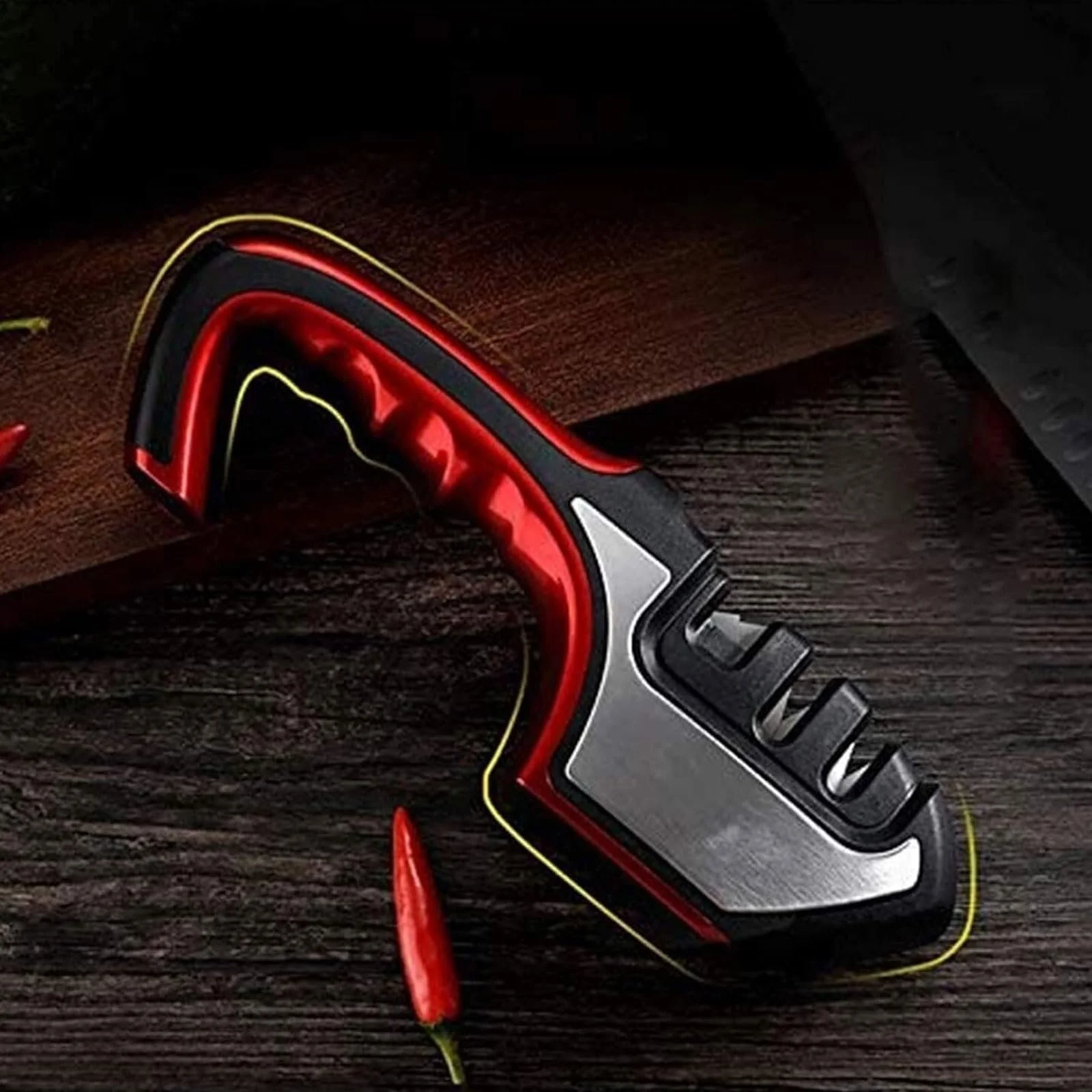 Точило для ножів ручне esmen 3-етапне алмазне вольфрамове керамічне чорне, фото №5 Точило для ножів ручне esmen 3-етапне алмазне вольфрамове керамічне чорне, фото №5