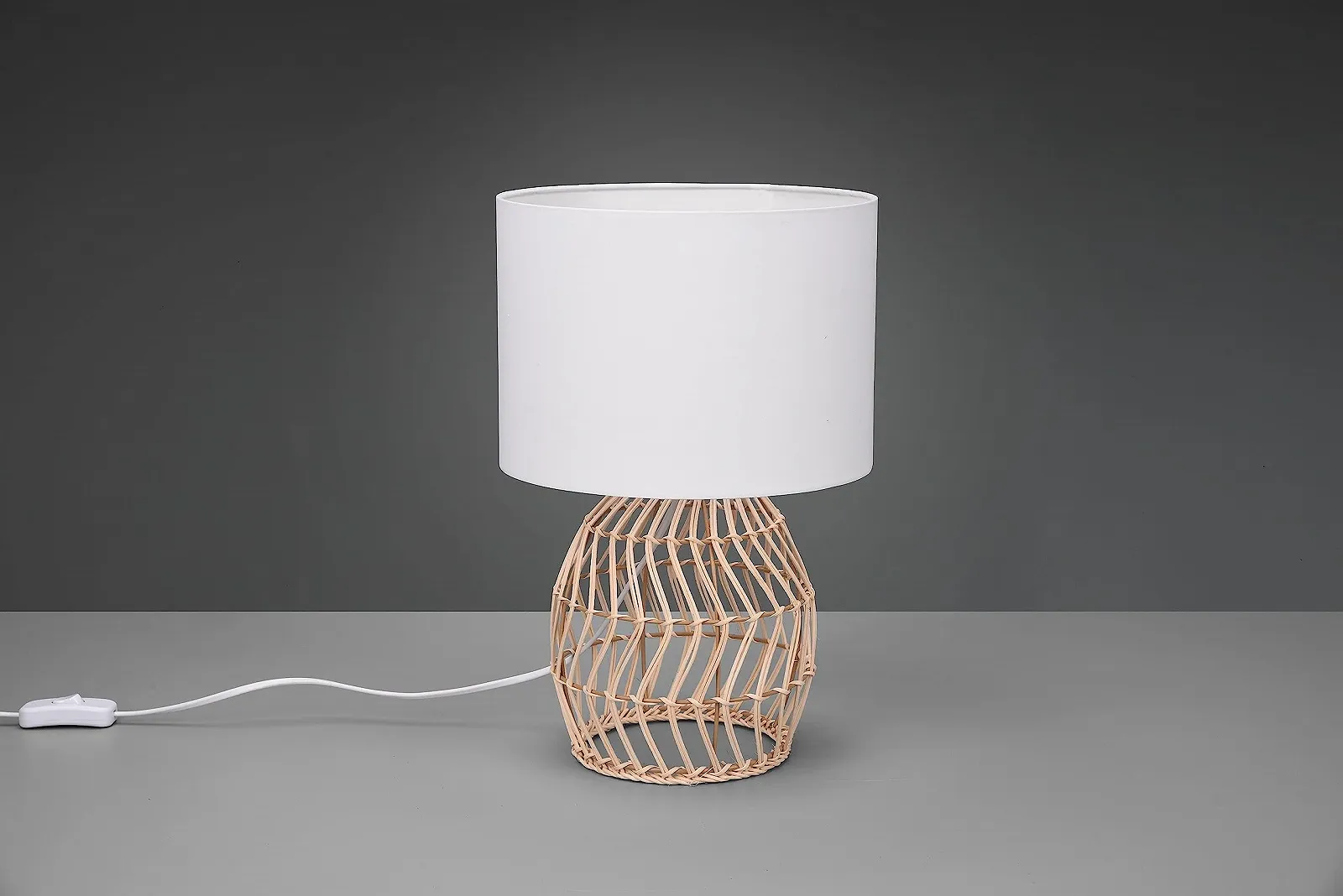 Настільна лампа Reality Leuchten Rike R51131036 Ротанг Тканина Білий E27, фото №3