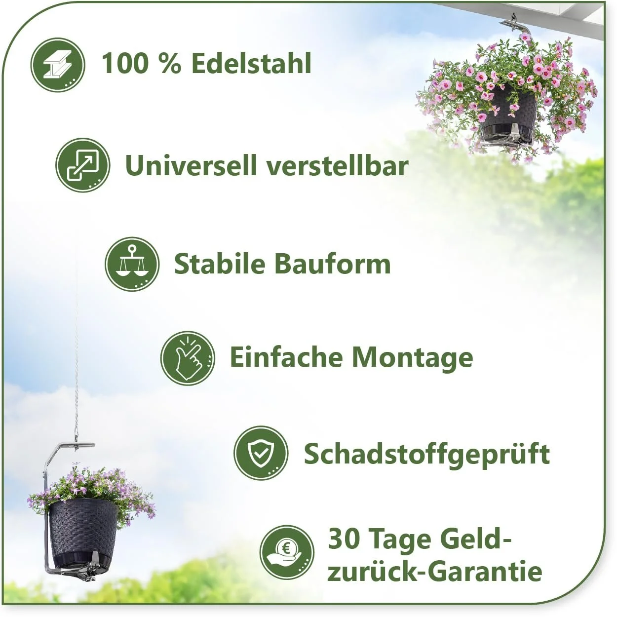Тримач для підвісного квіткового горщика з нержавіючої сталі до 6 кг, фото №5 Тримач для підвісного квіткового горщика з нержавіючої сталі до 6 кг, фото №5