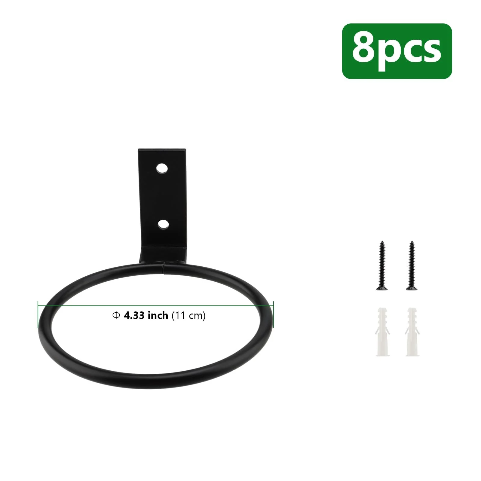 Кронштейн для квіткових горщиків настінний набір 8 штук 11 см кільце Чорний, фото №2