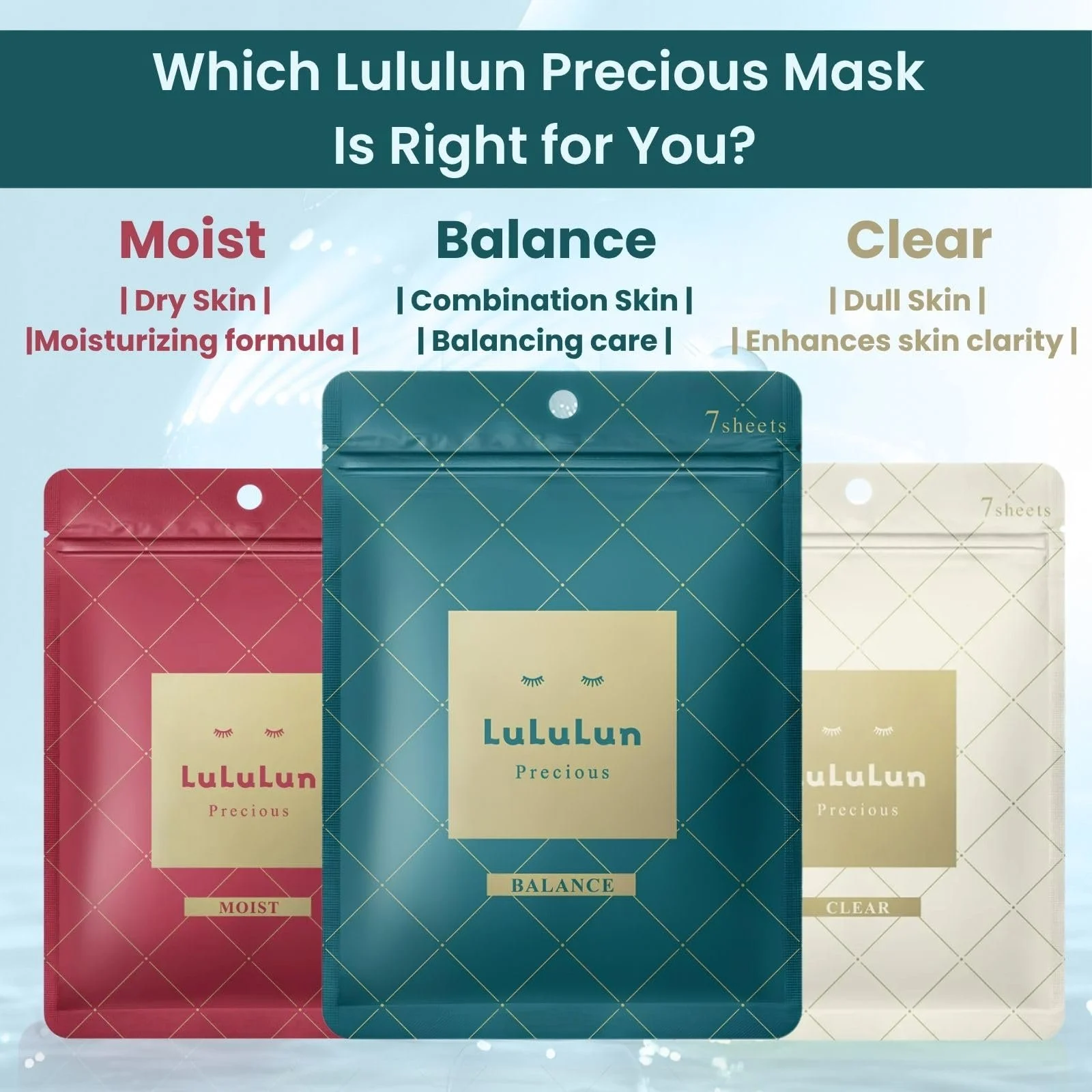 Тканевая маска Lululun Precious Balancing Увлажняющая маска для лица для женщин - Без спирта, без отдушек - Японский уход за кожей для ежедневного использования (7 шт), фото №8