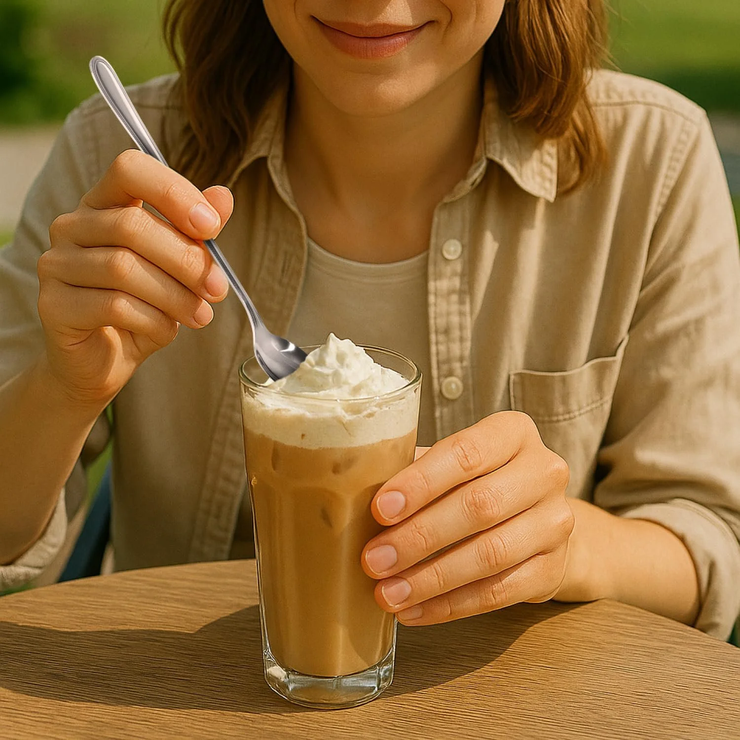 Ложка для коктейлів COM-FOUR нержавіюча сталь Розмір: 20 см Колір: срібний, фото №2