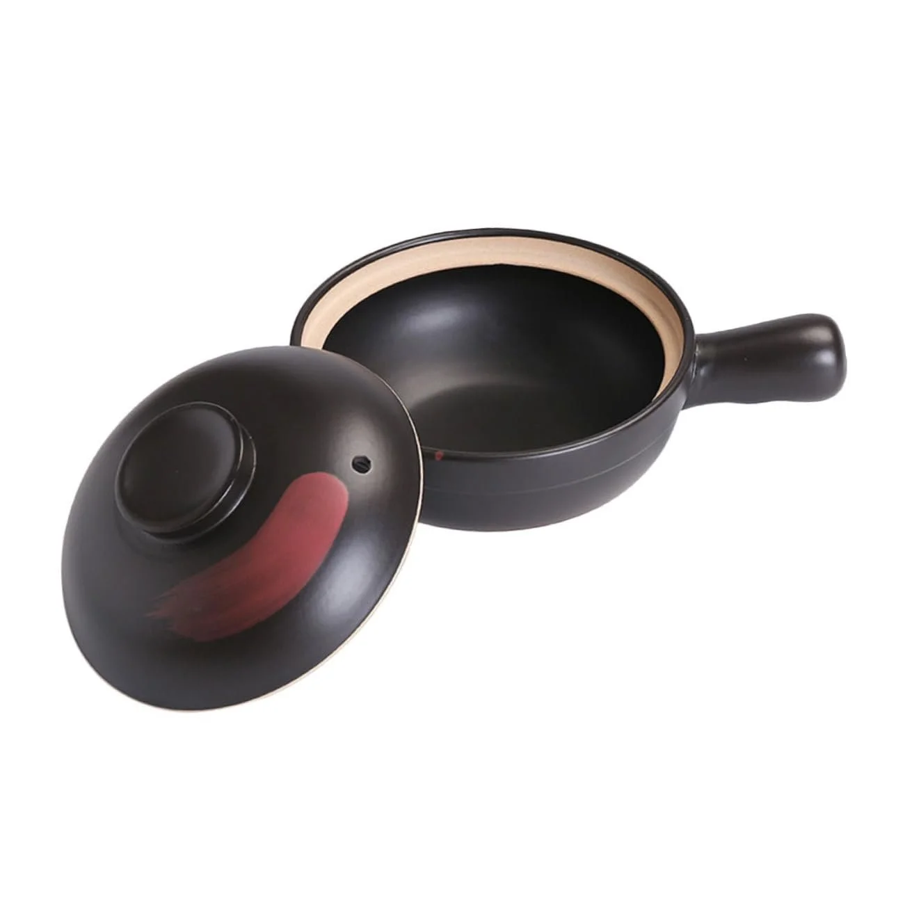 Кастрюля для супа SOIMISS керамическая маленькая с ручкой черная, фото №1