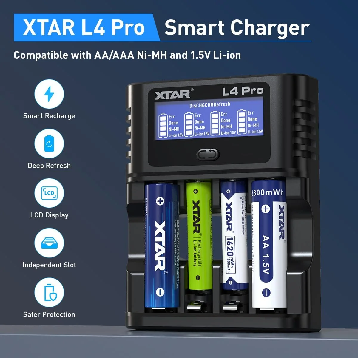 Зарядное устройство для аккумуляторов AA/AAA XTAR L4 Pro, фото №4 Зарядное устройство для аккумуляторов AA/AAA XTAR L4 Pro, фото №4