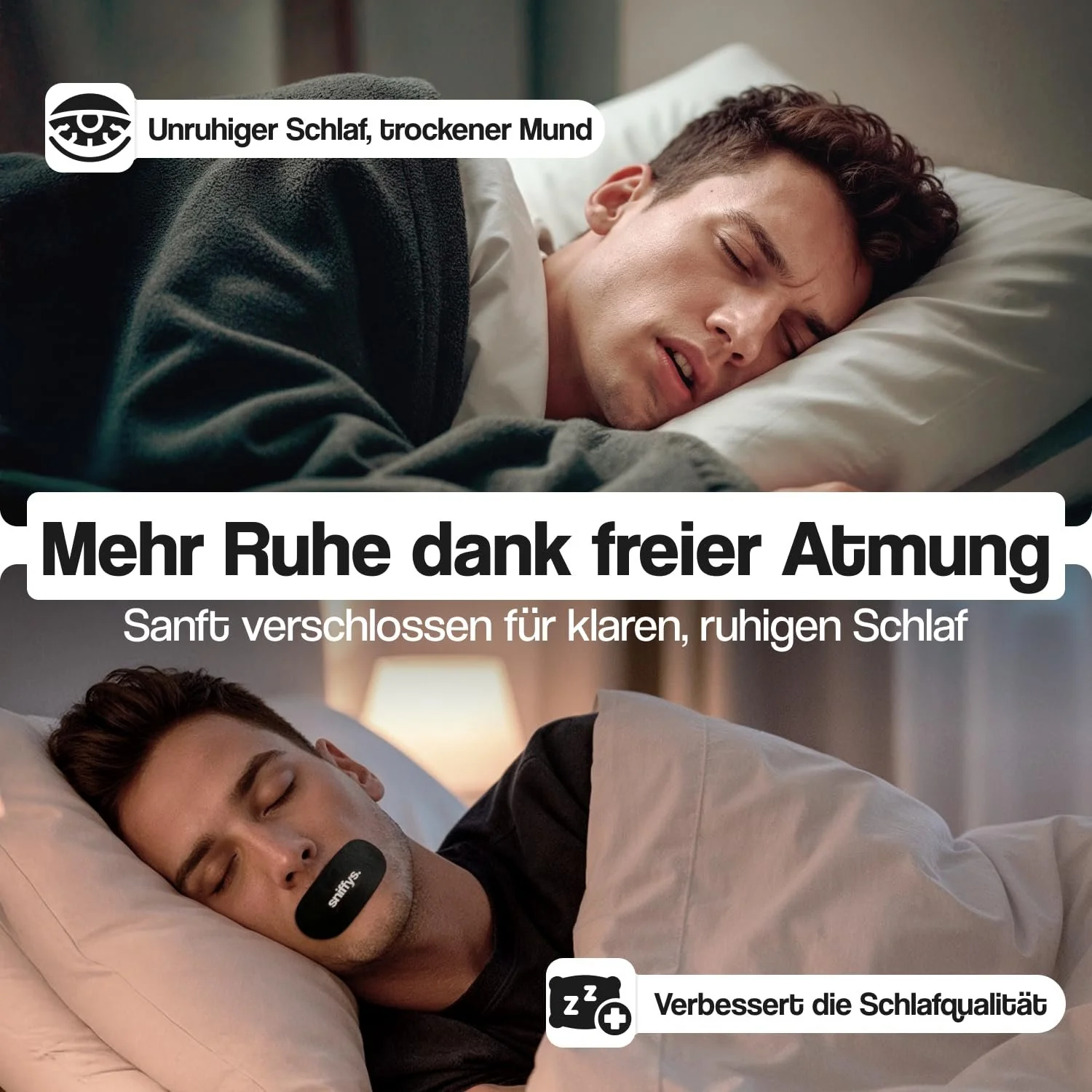 Смужки для сну Sniffys від хропіння, для кращого дихання та спокійного сну, 30 шт, чорний колір, фото №4