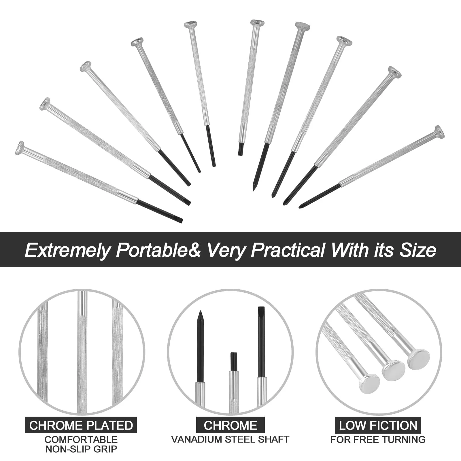 Набір прецизійних викруток 11 в 1 для годинників та окулярів легована сталь, фото №6