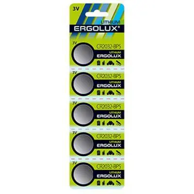 Батарейка ERGOLUX CR-2032 Lithium 5 (CR2032-BP5), фото №1