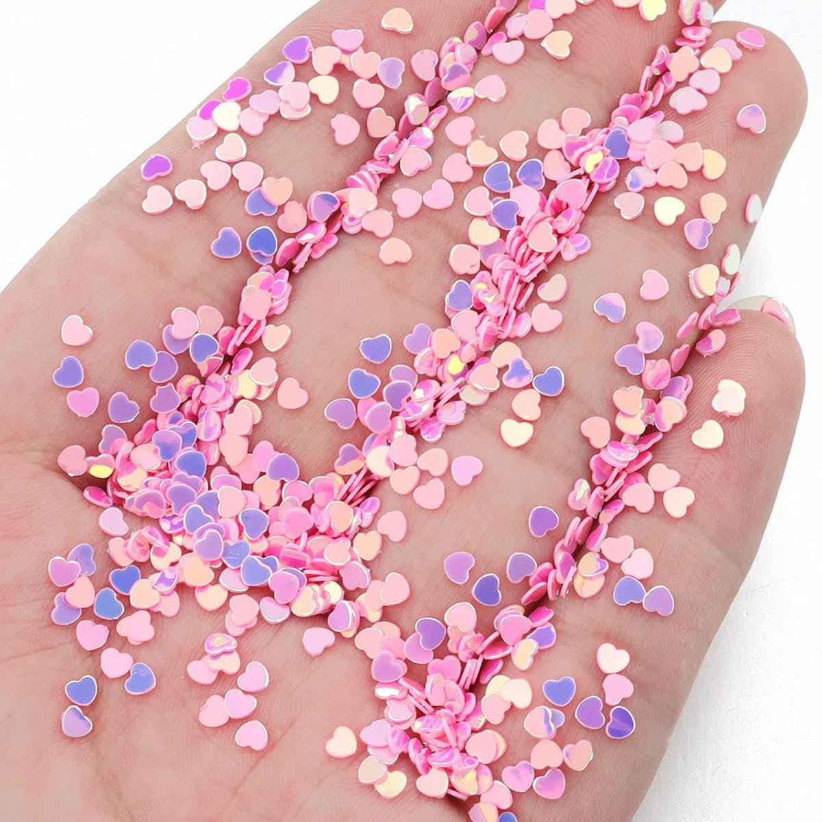 Блестки 3 мм Персиковое сердце Красный, 30 г, фото №5