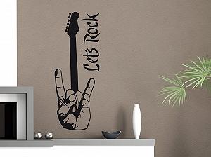 Наклейка на стіну GRAZDesign 070 Music Quote Let's Rock with Guitar Youth 105 x 40 см Black synthetic.ua - Фото 1