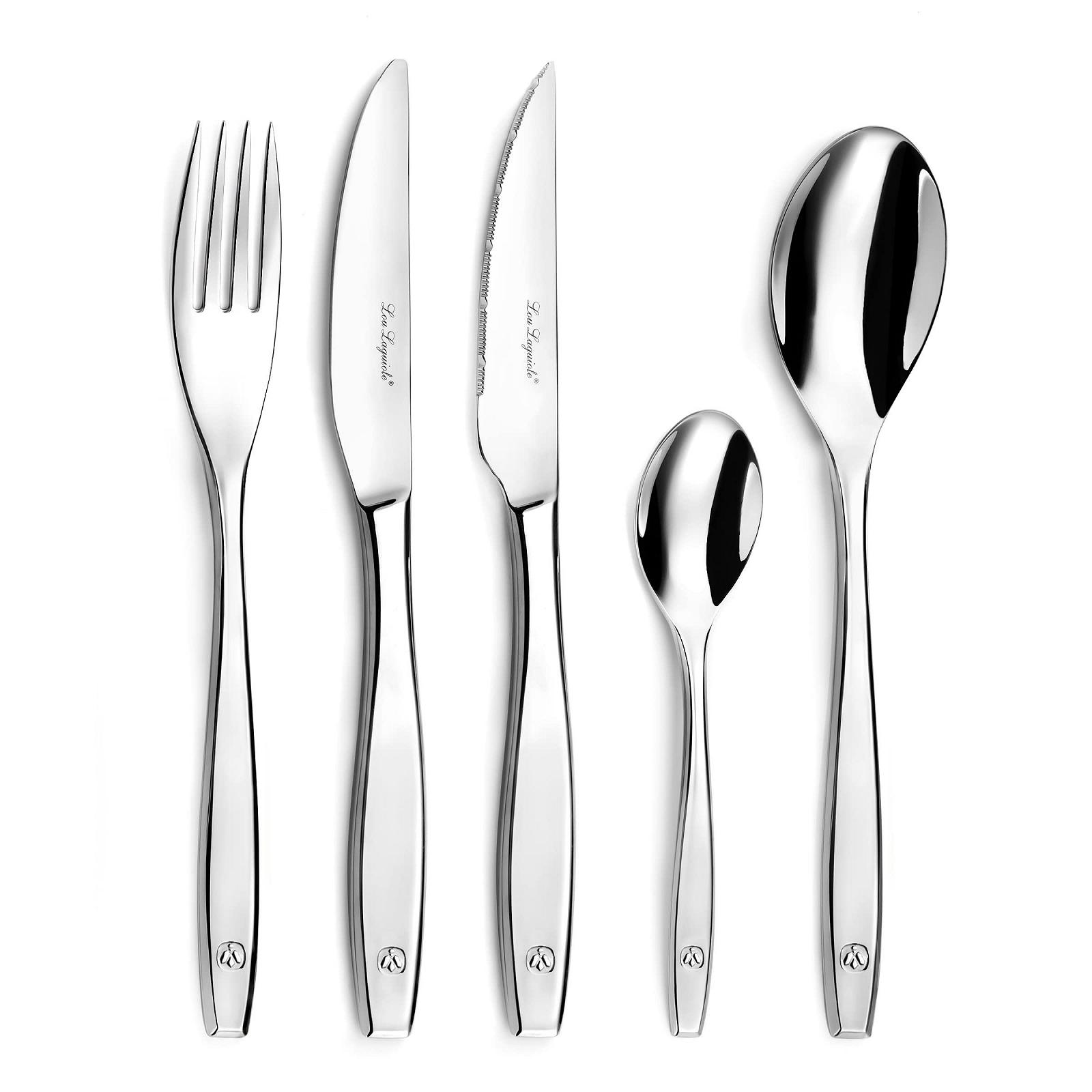 Набор столовых приборов для 12 персон Lou Laguiole Figure, 62 предмета, включая ложку для сервировки и вилку с тиснением, фото №2 Набор столовых приборов для 12 персон Lou Laguiole Figure, 62 предмета, включая ложку для сервировки и вилку с тиснением, фото №2