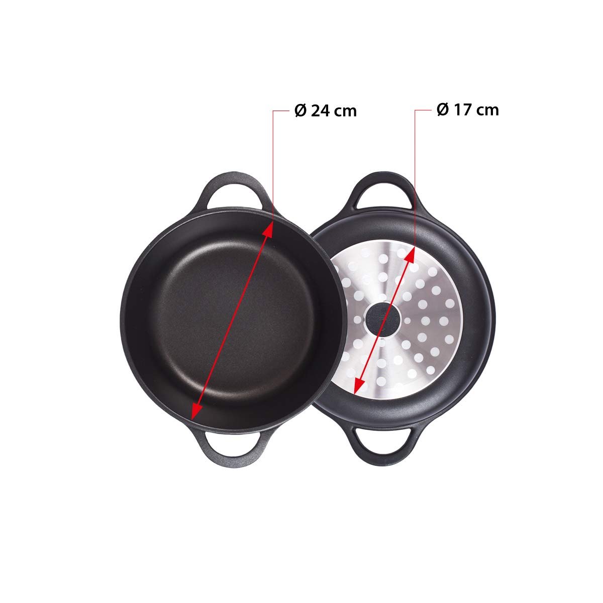 Кастрюля-кокотница Valira BLACK COCOTTE FDS-306191 24 см Литой алюминий Черная, фото №2