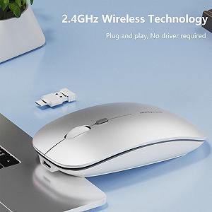 Миша Бездротова Uiosmuph Q5, 1600 DPI, срібляста synthetic.ua - Фото 1