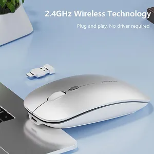 Миша Бездротова Uiosmuph Q5, 1600 DPI, срібляста synthetic.ua - Фото 1