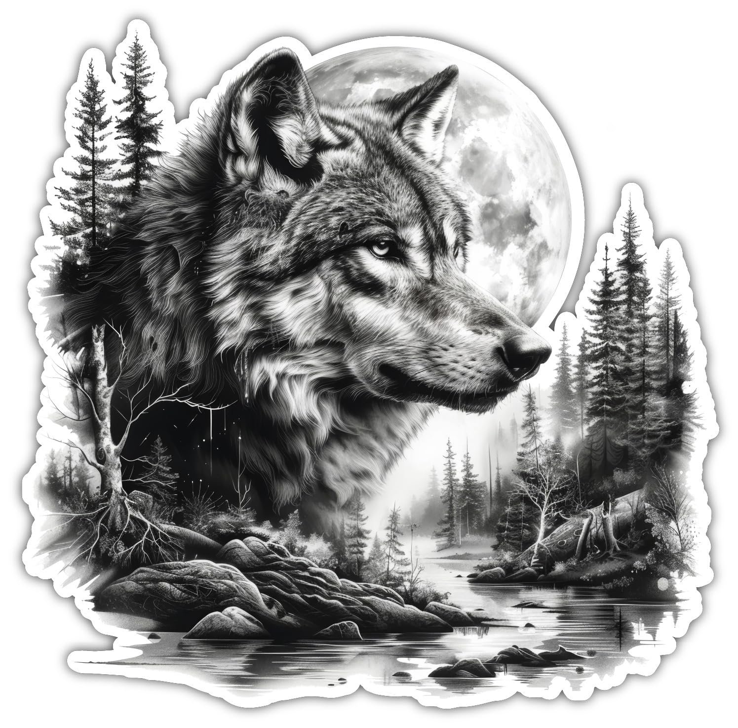 Наклейка на стіну Samunshi Wolf in Forest 70 x 70 см, фото №1 Наклейка на стіну Samunshi Wolf in Forest 70 x 70 см, фото №1