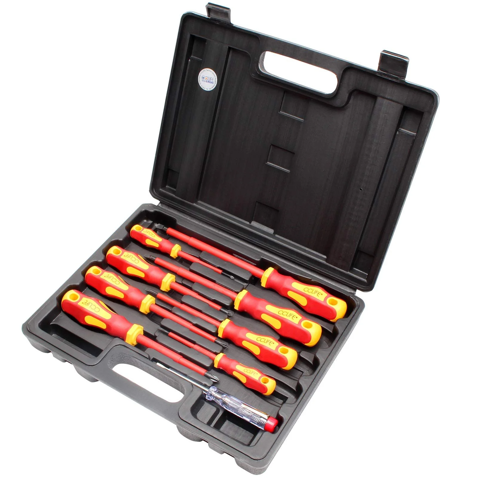 Набір ізольованих викруток CCLIFE VDE 9 штук шліцьові/PH/PZ з тестером, фото №9