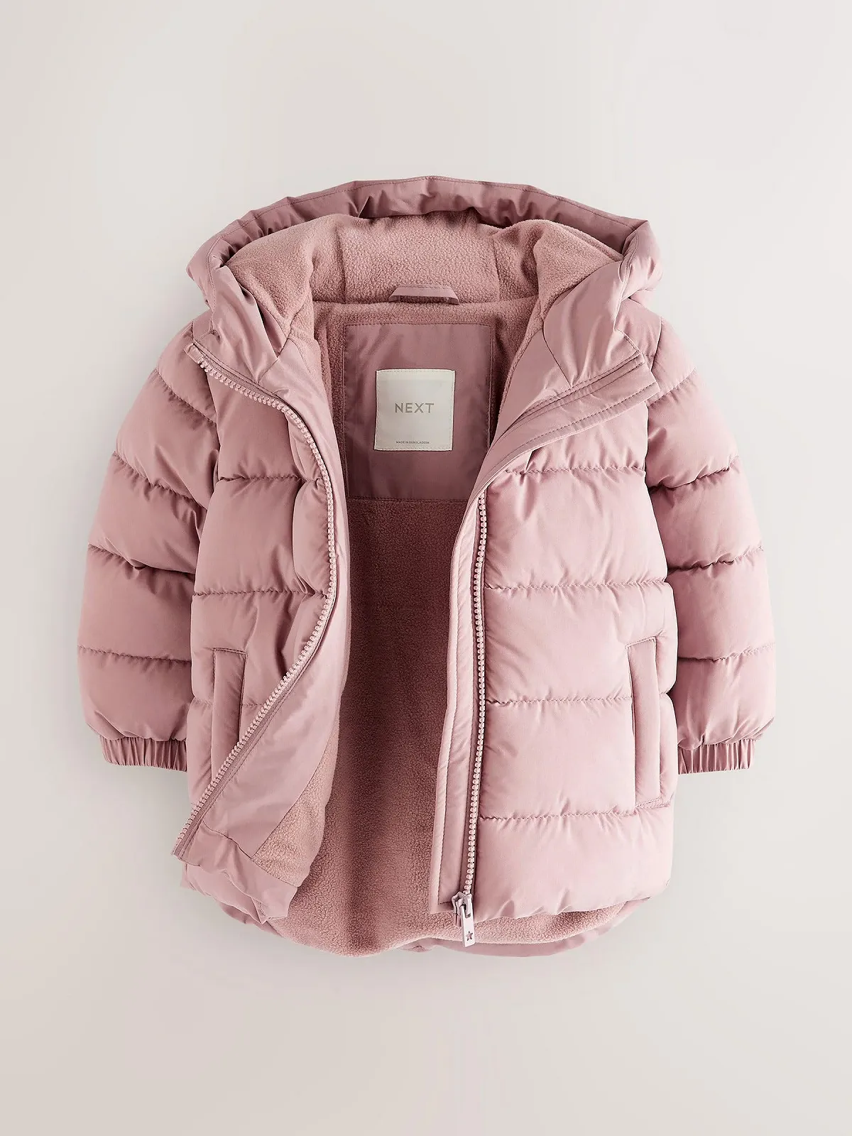 NEXT Водовідштовхувальне стьобане пальто з капюшоном та флісовою підкладкою для дівчинки, фото №5