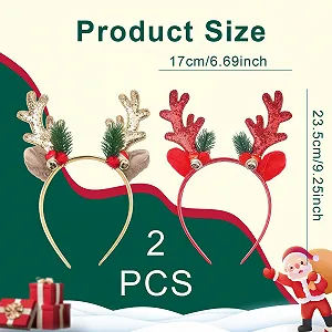 Обруч Різдвяні Оленячі Роги з Дзвіночком, 2 шт synthetic.ua - Фото 1