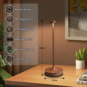 Настольная лампа Leomix LED беспроводная аккумуляторная 4000 мАч сенсорная диммируемая IP54 synthetic.ua - Фото 1