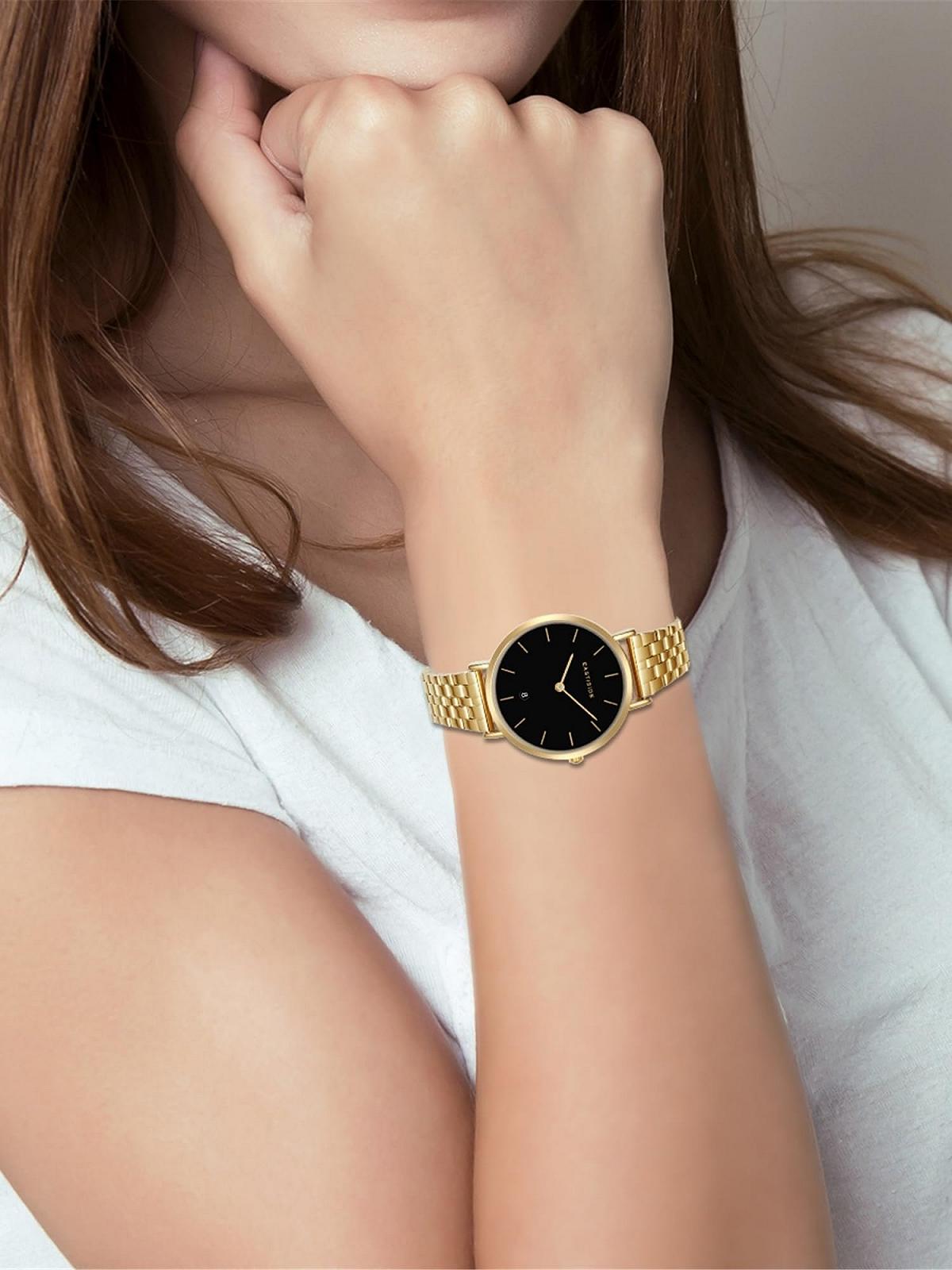 Женские часы Eastside 10080093 Аналоговые Кварцевый механизм Japan с браслетом из нержавеющей стали, жёлтое золото, без мотива, фото №5