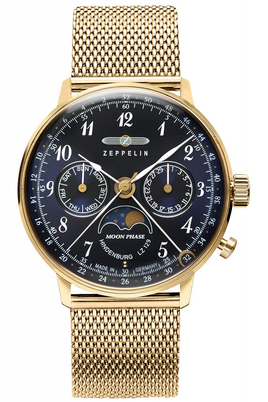 Женские часы Zeppelin Series LZ129 Hindenburg Moon Phase Day Date Calendar Week 7039M-2, фото №1