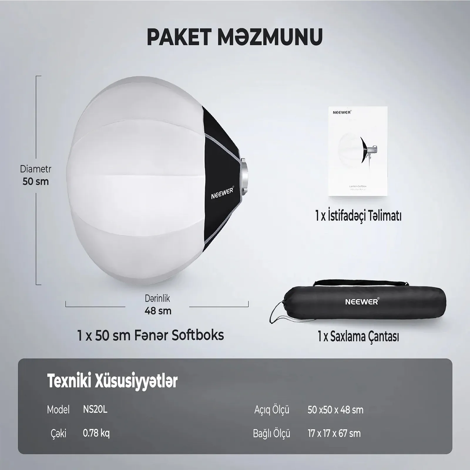 Сферичний софтбокс Neewer NS26L 26" Білий, фото №2 Сферичний софтбокс Neewer NS26L 26" Білий, фото №2