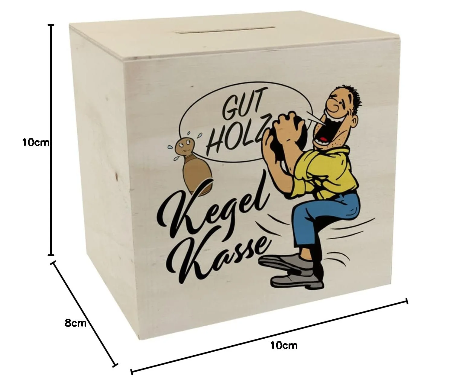 Скарбничка Kegelkasse Wood White Skittles Player Motif дерев'яна для боулінгу, фото №4