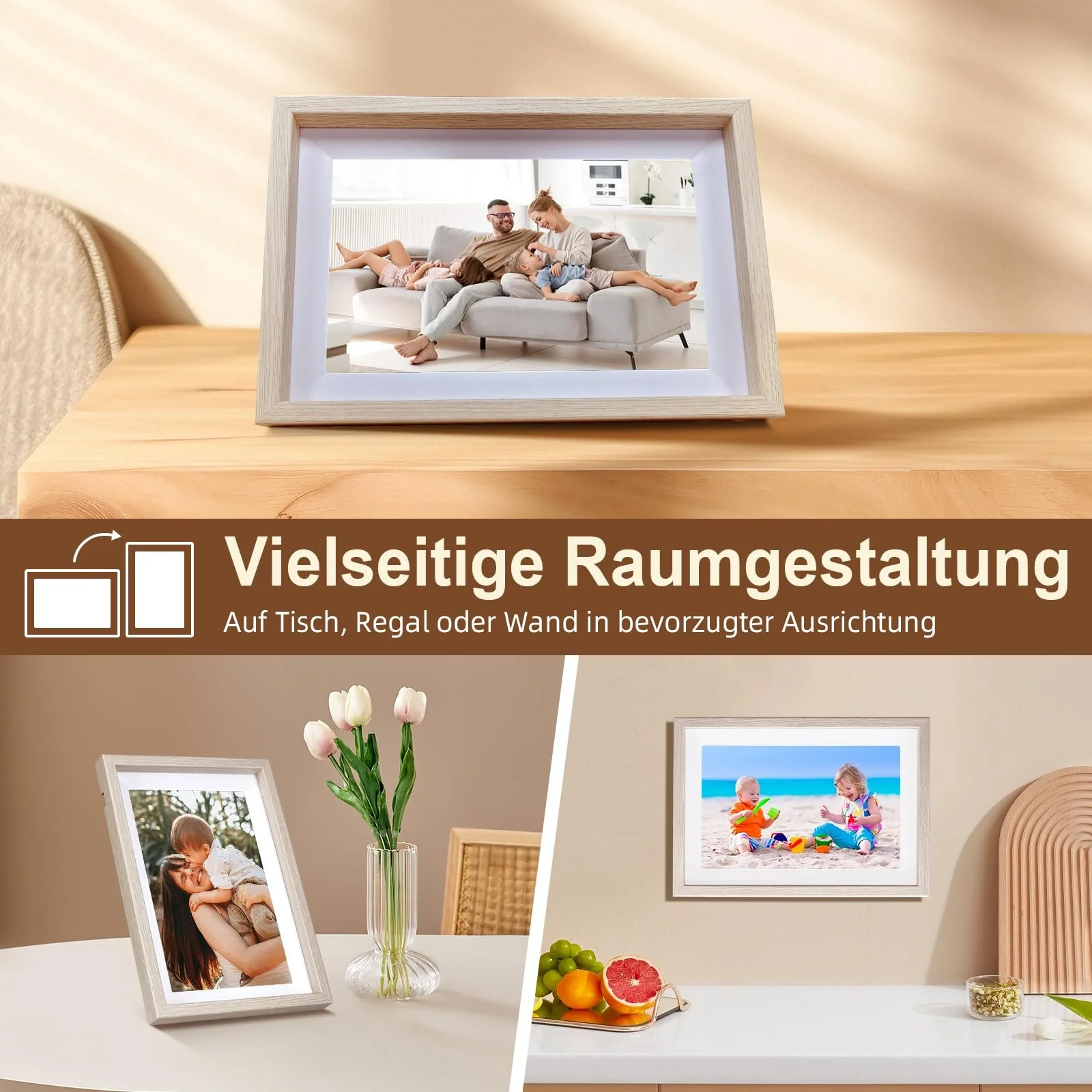 Цифровая фоторамка Rollei Smart Frame WiFi 108 10.1" 1280 x 800 IPS Touchscreen 32 ГБ Wood Effect Spruce, фото №2