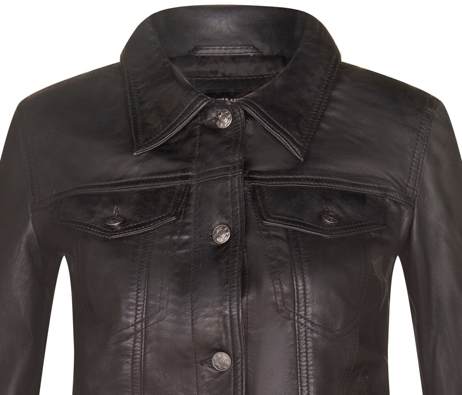 Кожаная куртка Infinity Leather Женская кожаная куртка-тракер Классическая повседневная джинсовая куртка в западном стиле, фото №4