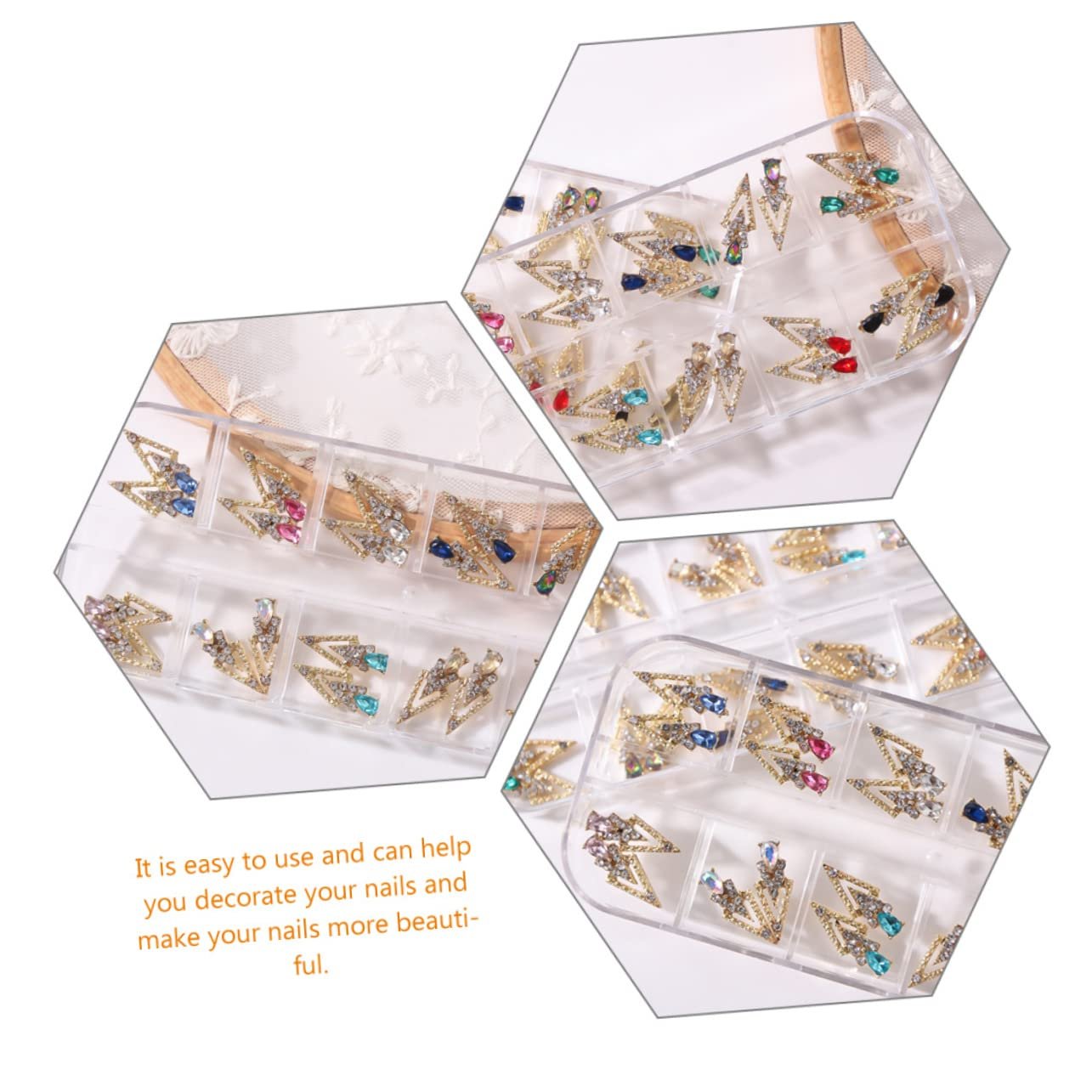 Набор украшений для ногтей 3 шт. Декоративные украшения со стразами для дизайна ногтей 24 шт. x 3, фото №6