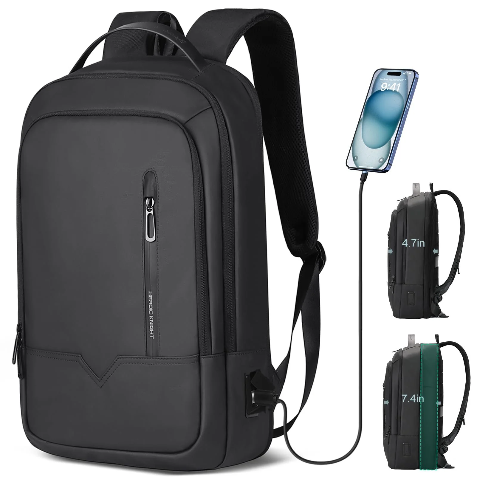 Рюкзак для ноутбука Expandable 15.6 дюйма Водонепроникний з USB портом Black, фото №1 Рюкзак для ноутбука Expandable 15.6 дюйма Водонепроникний з USB портом Black, фото №1