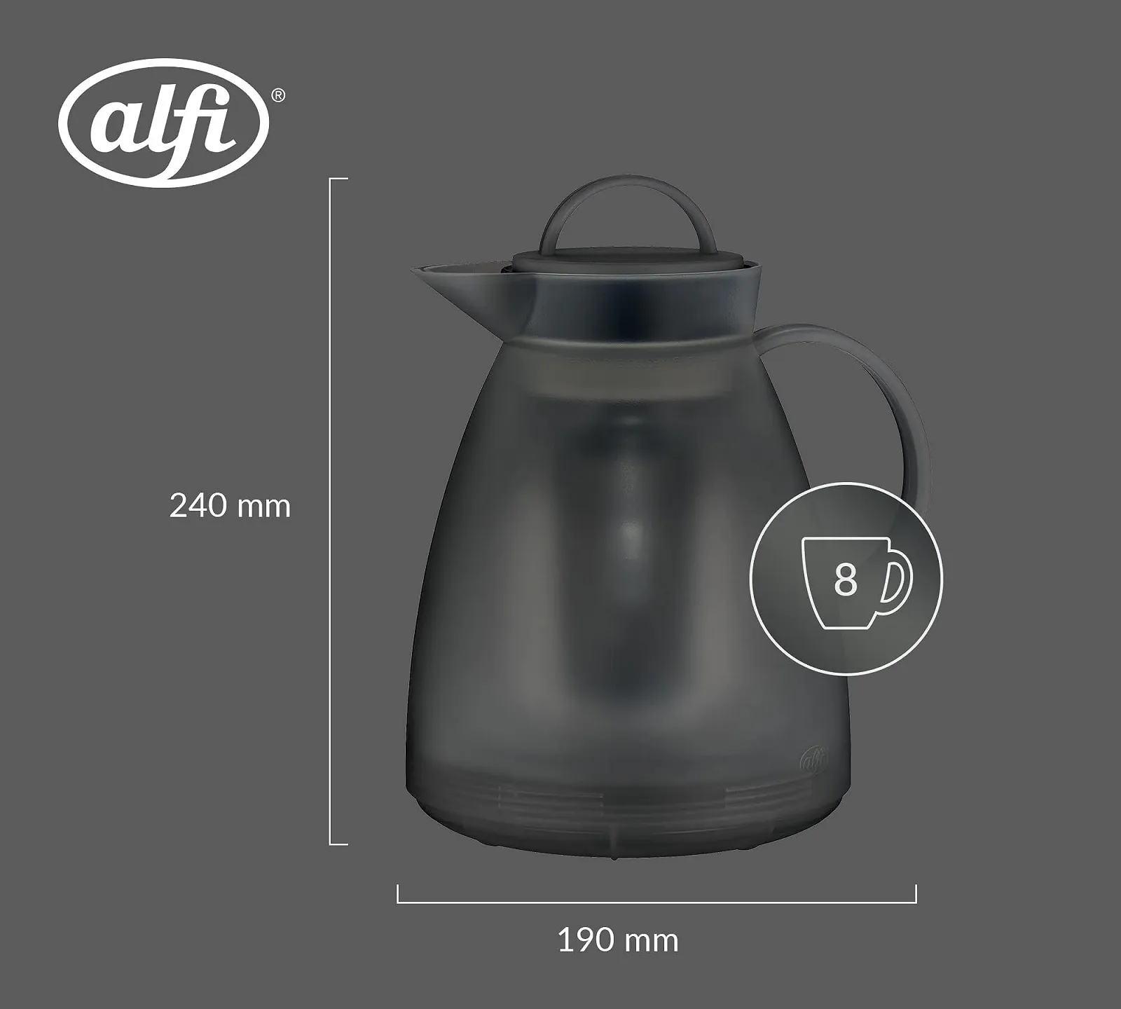 Чайник-заварник alfi DAN TEA 1.00 л, димчастий, сірий прозорий, фото №6