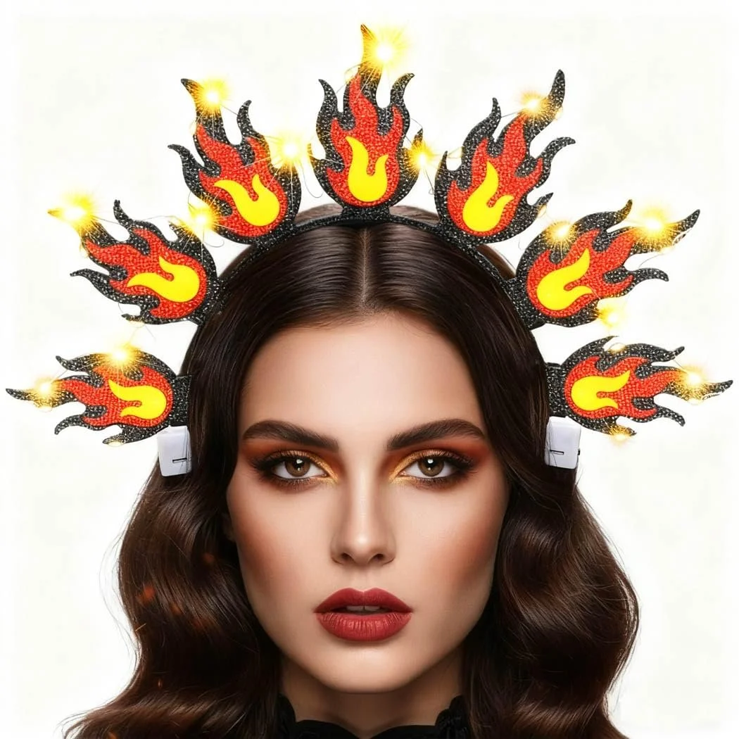 Обруч для волосся Вогняний Luminous LED Червоний, фото №1