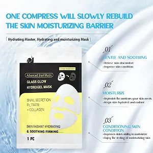 Маска для лица гидрогелевая Snail Mucin Organic, сияние стекла, в наборе 4 шт synthetic.ua - Фото 1