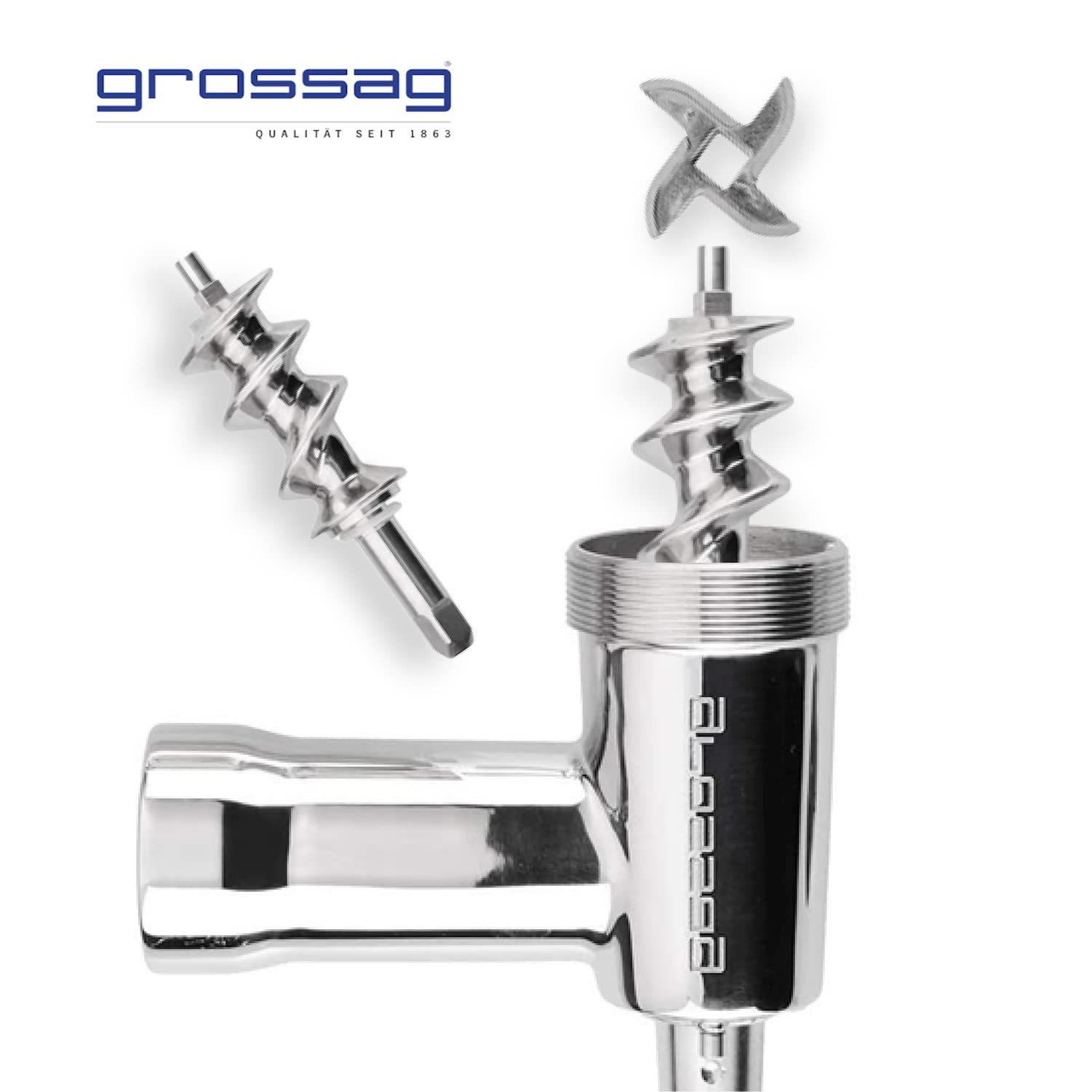 Насадка-м’ясорубка Grossag 1354 для Kitchen Aid Stainless Steel, фото №5