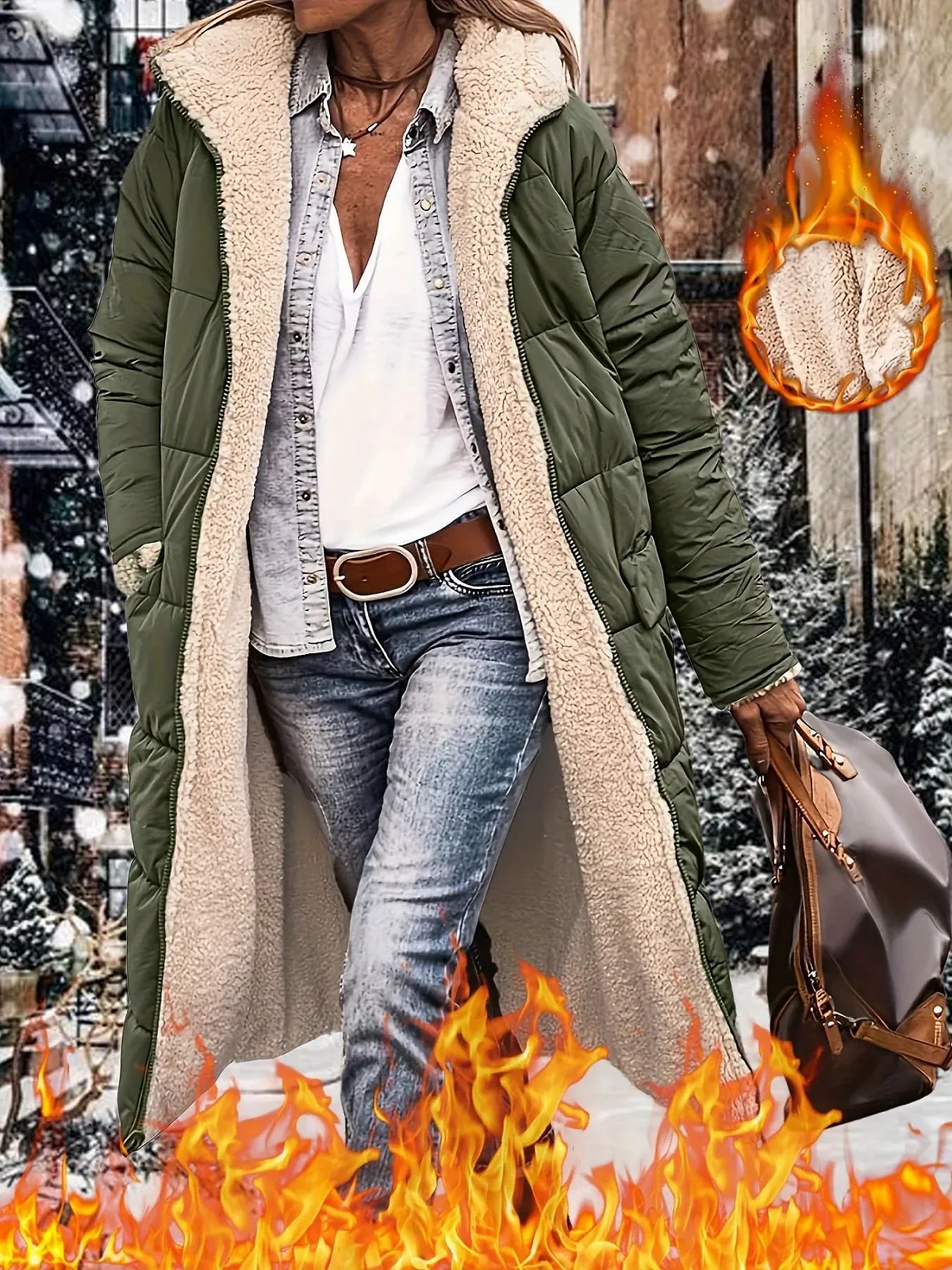 Женская Куртка chuangminghangqi С капюшоном Двусторонняя Ветрозащитная, фото №3