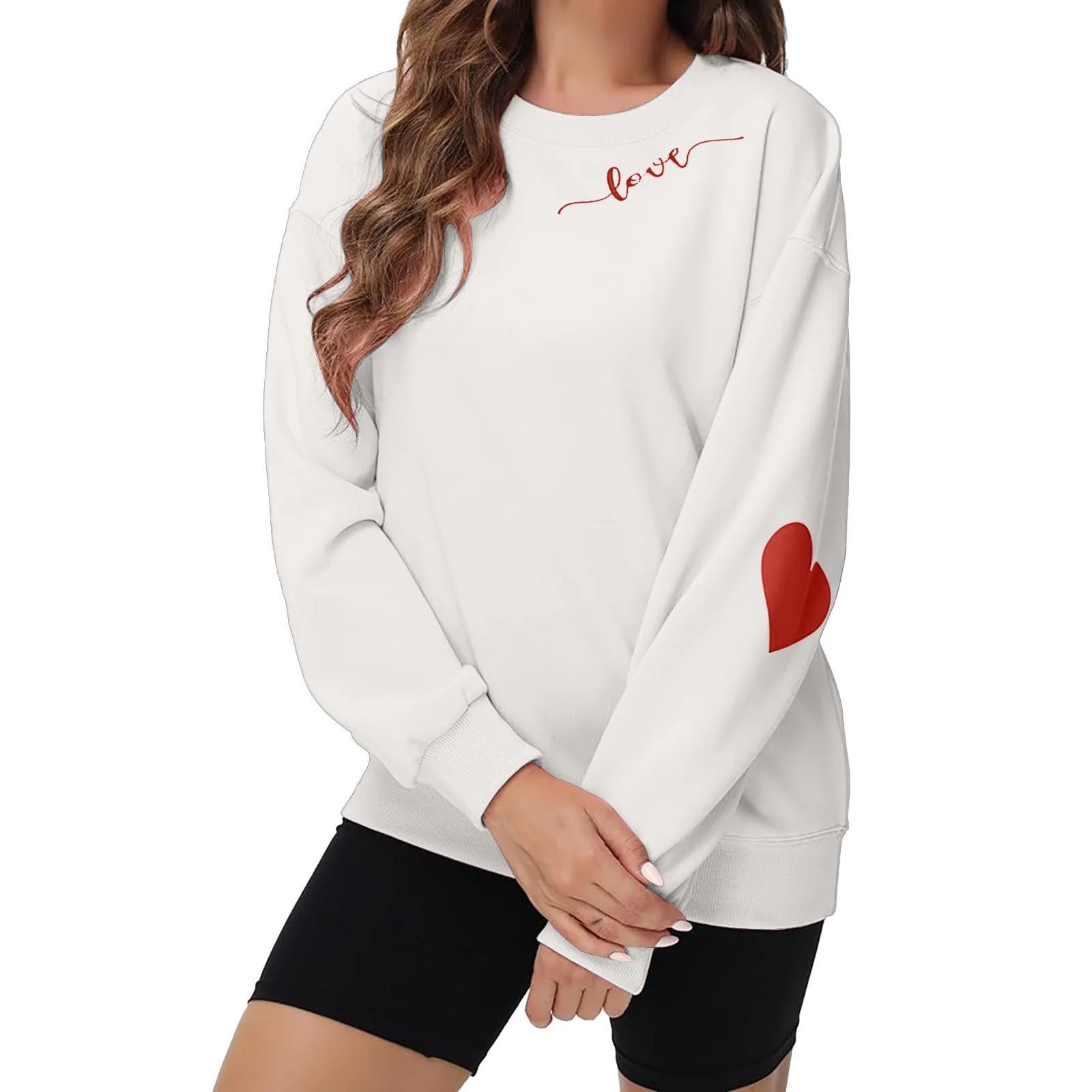 Женский Свитшот Vhersily 2025 с длинными рукавами и принтом-бантом ко Дню святого Валентина, элегантная футболка, пуловер с круглым вырезом, зимний, фото №1