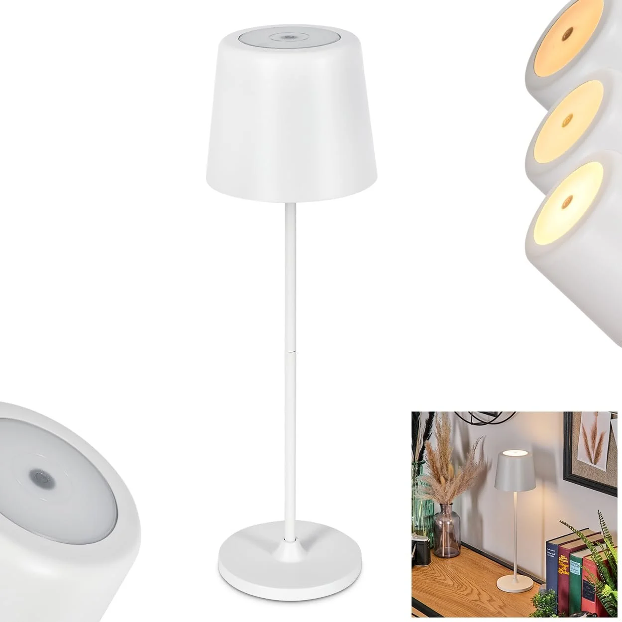 Настільна лампа HOFSTEIN Belece LED димована метал/пластик USB-C акумулятор 2 Ват 310 Люмен 3000 Кельвін білий, фото №1