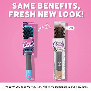 Щетка для волос Goody Straight Talk с щетиной кабана, серая и синяя synthetic.ua - Фото 1
