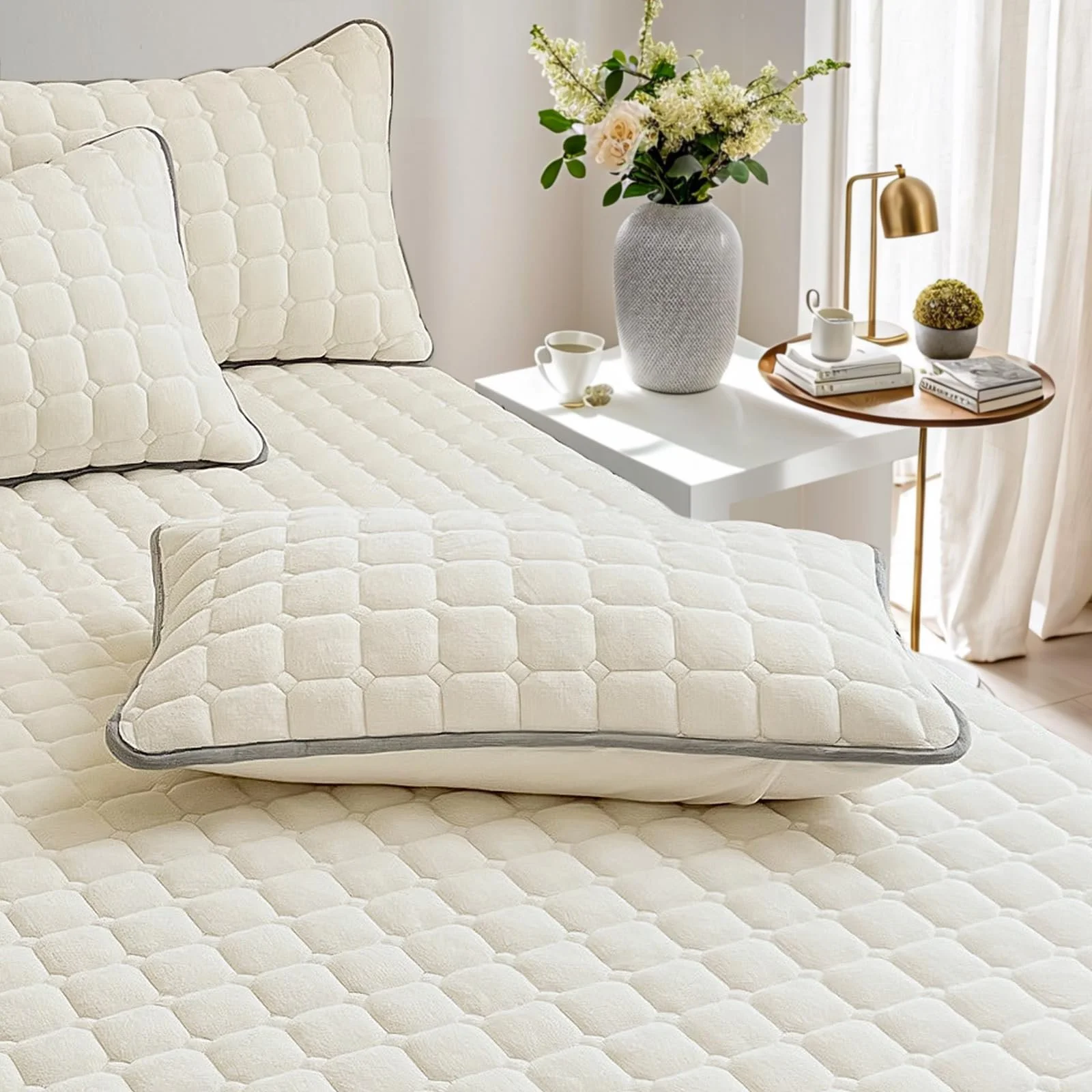 Покрывало OKYUK Velvet Роскошный комплект постельного белья 230 x 250 см Бежевый, фото №6