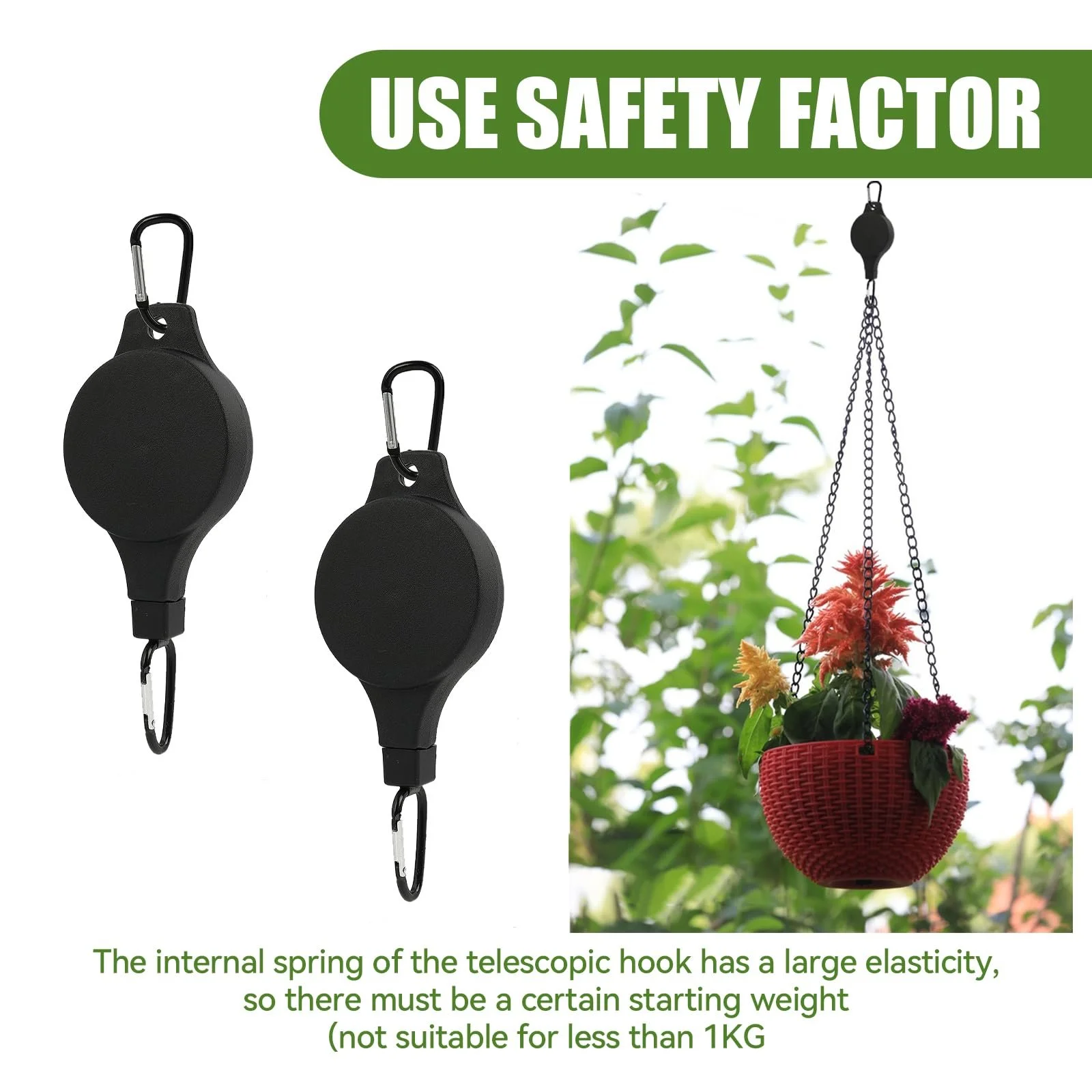 Выдвижные крючки для подвесных корзин 2 шт. регулируемые металлические, фото №4