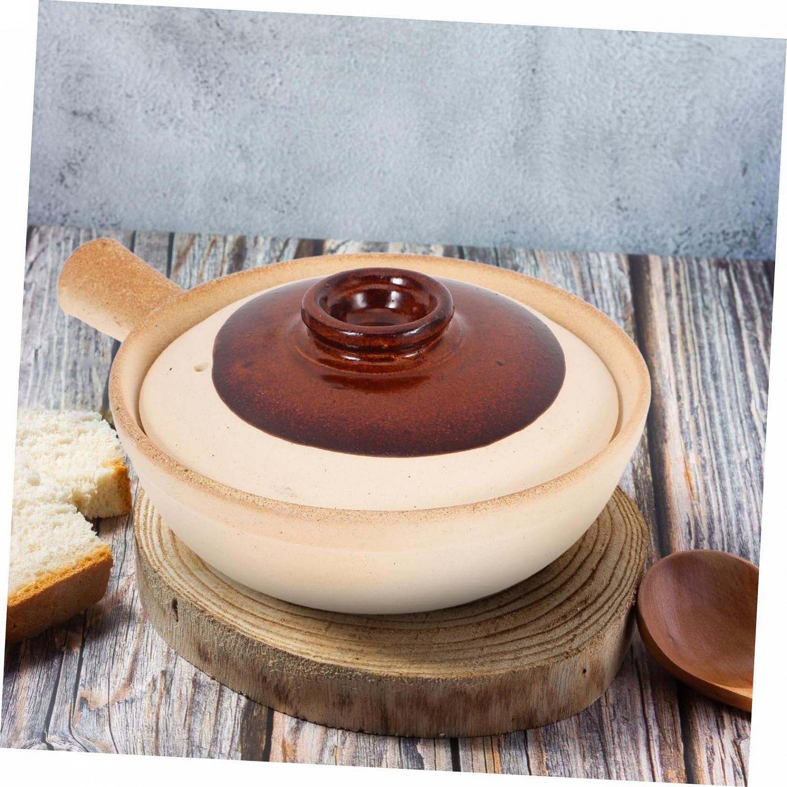 Кастрюля керамическая традиционная терракотовая с крышкой для порционного приготовления порций, фото №4