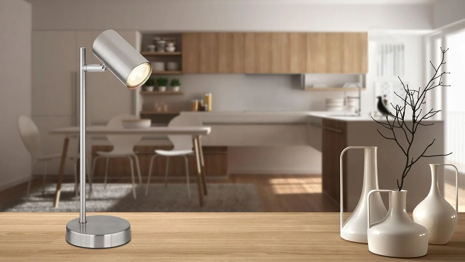 Настольная лампа Globo Металл Матовый никель 35 см, фото №2