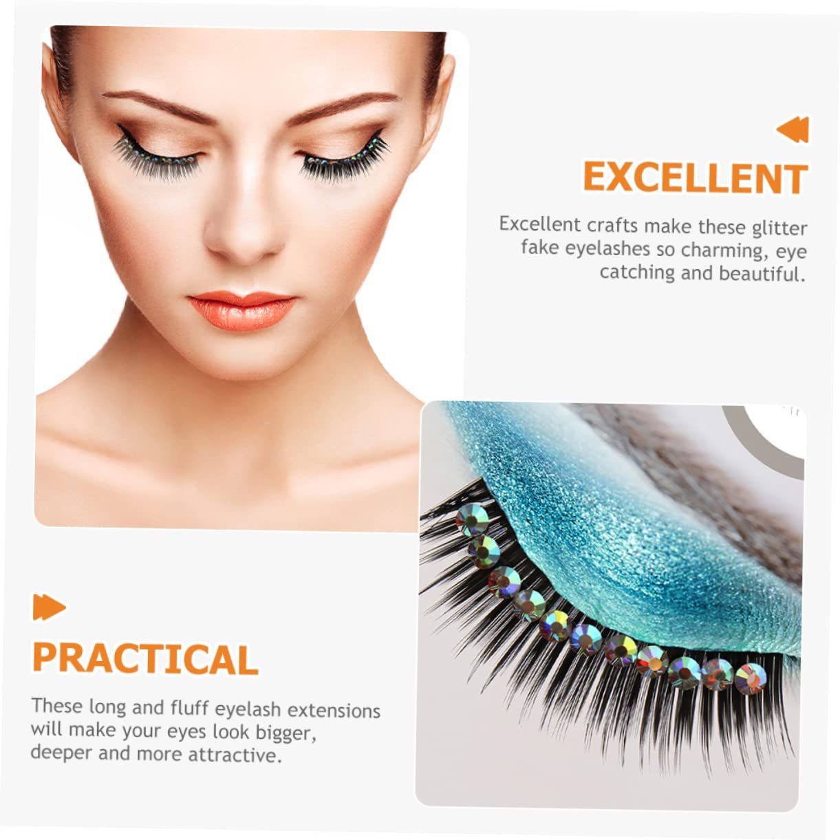 Вії Angoily Хімічне волокно 20 пар Діамантові стрази Хеллоуїн, фото №6