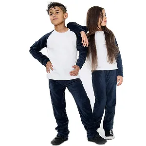 Піжама A2Z 4 Kids для дівчаток і хлопчиків, однотонна темно-синя, дуже м'яка, домашній одяг synthetic.ua - Фото 1