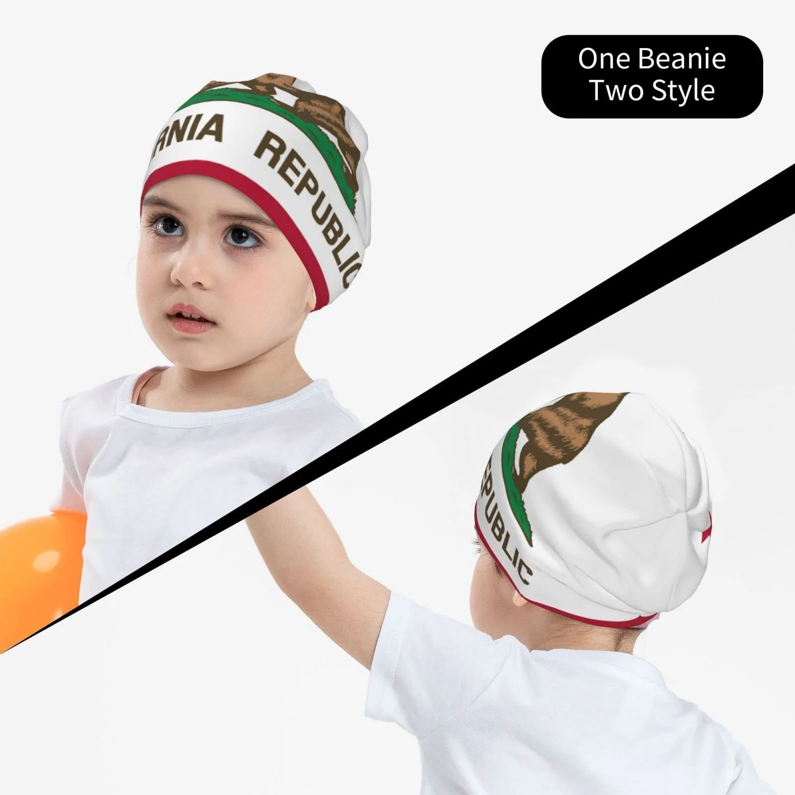 Шапка LOUJIN California Flag Slouchy Подростковая Теплая Вязаная Фото Цвет, One Size, Фото цвет, фото №7